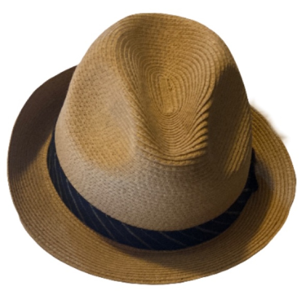 Perry Ellis Portfolio Mens Natural Straw Black Band Fedora Hat Size L/XL